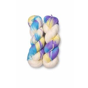 Set of 2 Vibrant Multi-Color Hand-Dyed Yarn Hanks, Soft